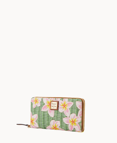 Plumeria Large Zip Around Wristlet