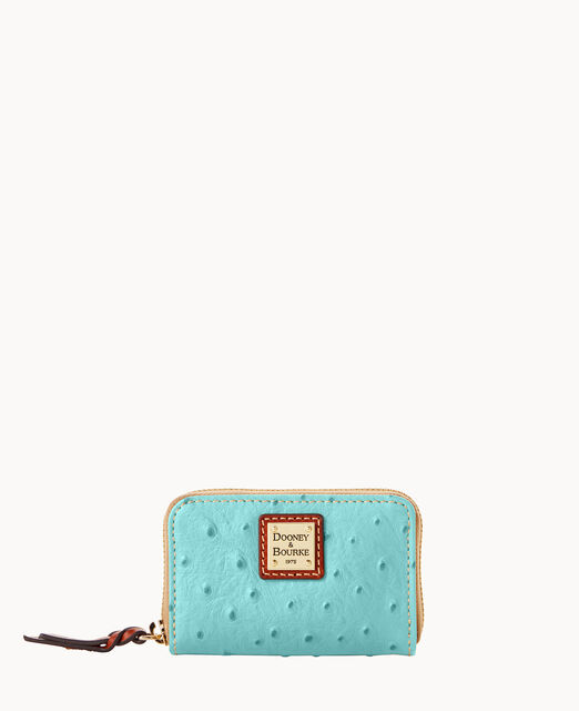 Ostrich Large Zip Around Credit Card Case