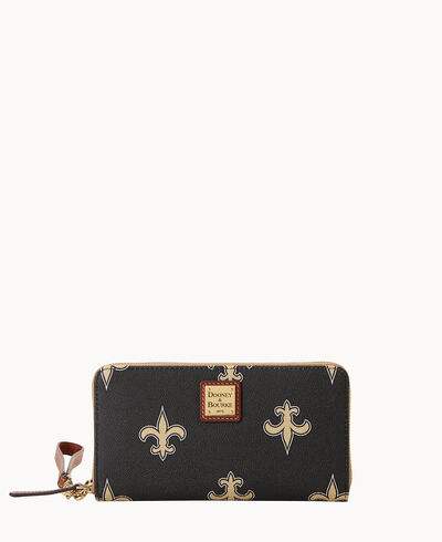 NFL Saints Large Zip Around Wristlet