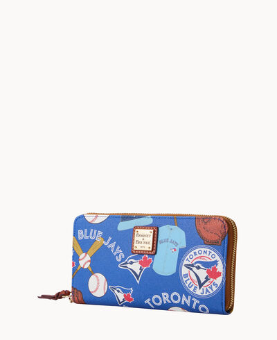 MLB Blue Jays Large Zip Around Wristlet