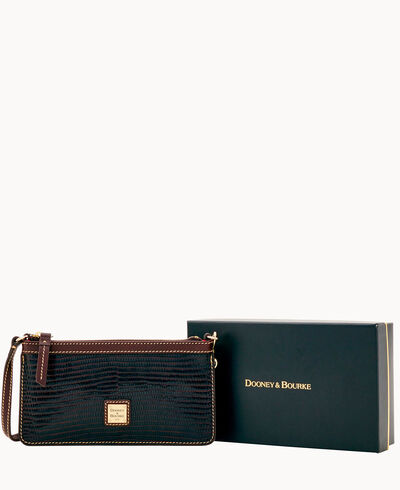 Embossed Lizard Large Slim Wristlet