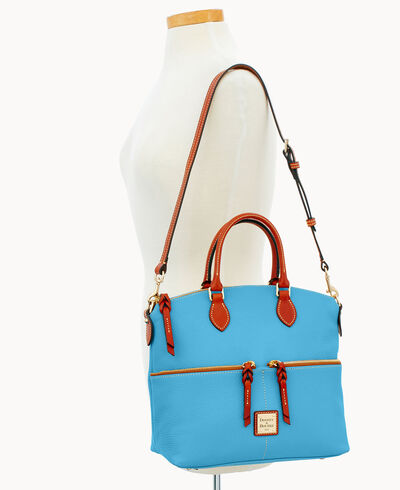 Pebble Grain Double Pocket Satchel