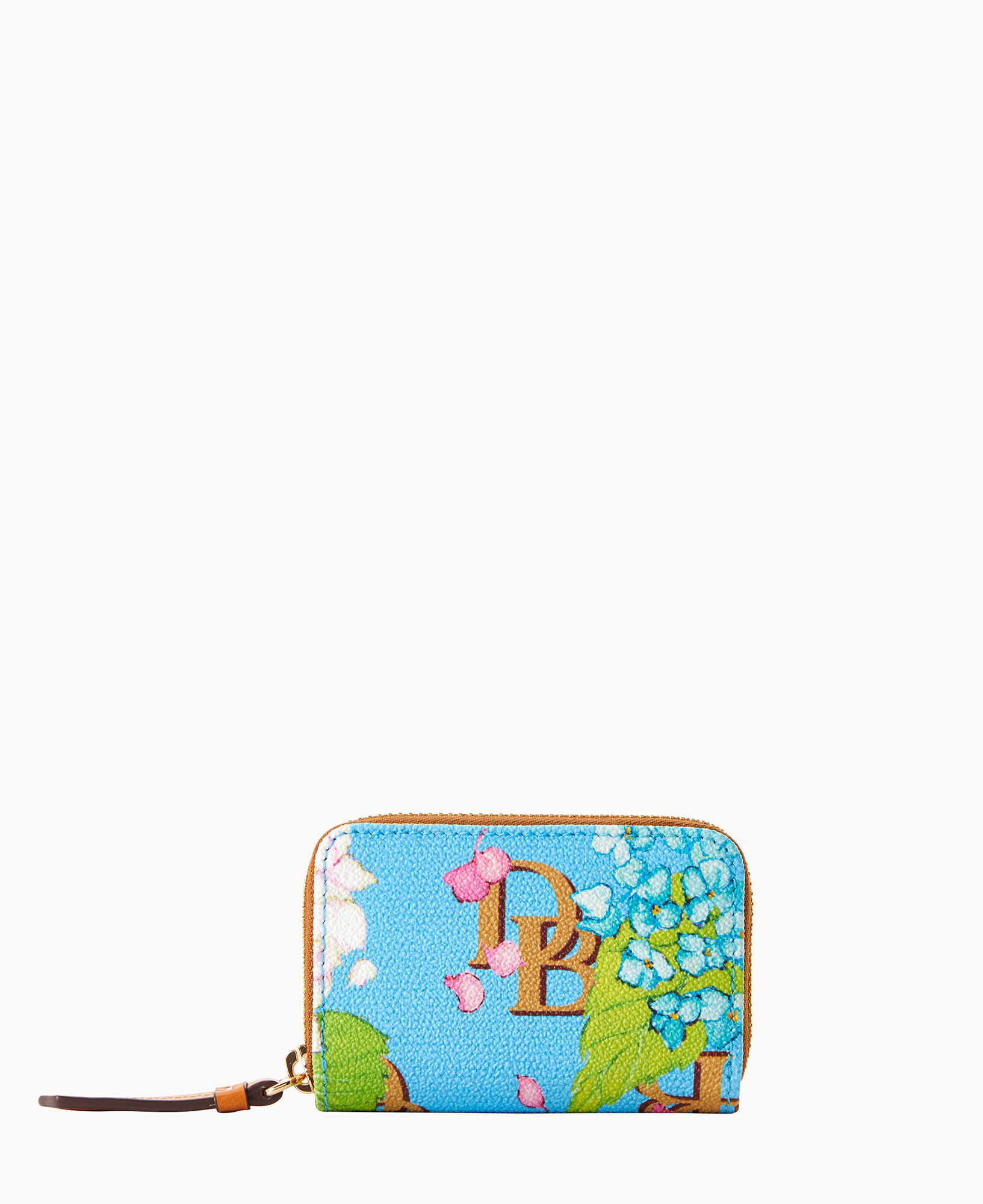 Hydrangea Monogram Zip Around Credit Card Case