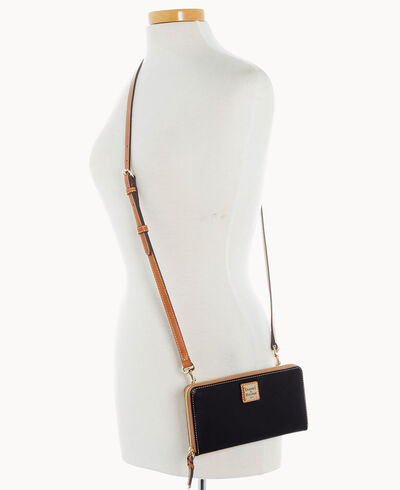 Wexford Leather Large Zip Around Wristlet Crossbody