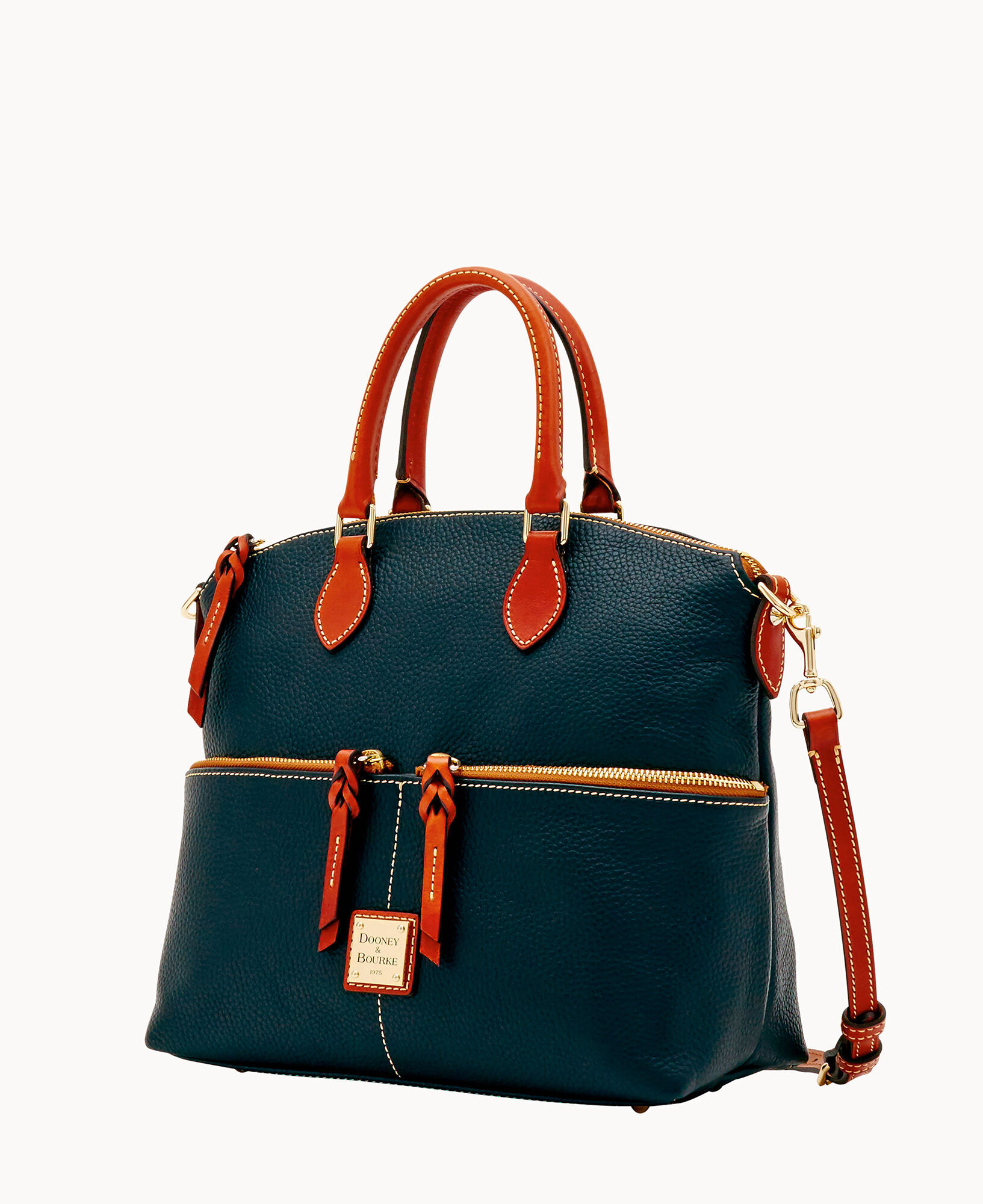 Pebble grain discount double pocket satchel