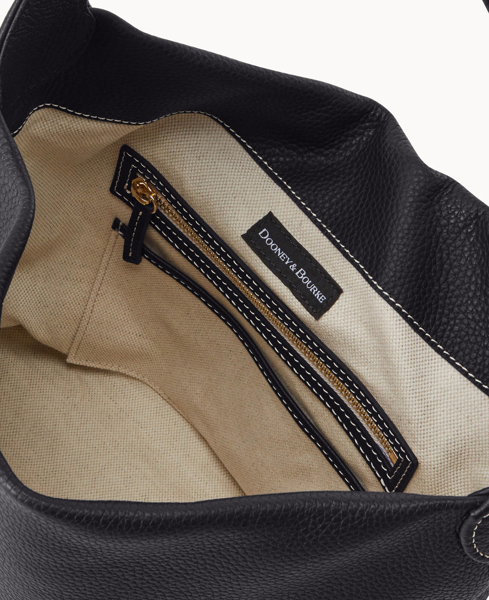 Dooney & Bourke, Bags, Dooney Bourke Logo Lock Sac Belvedere Black  Leather Handbag