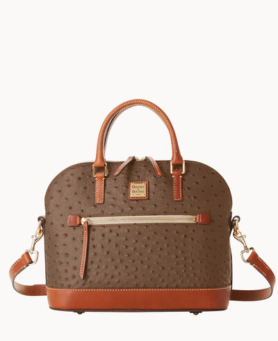 Ostrich Domed Zip Satchel