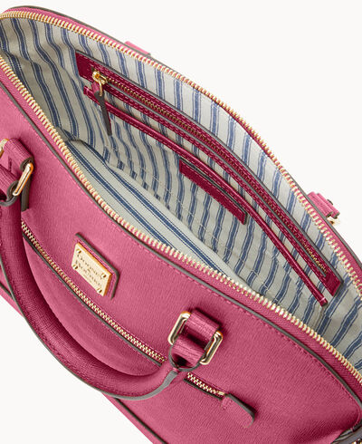 Saffiano Domed Zip Satchel