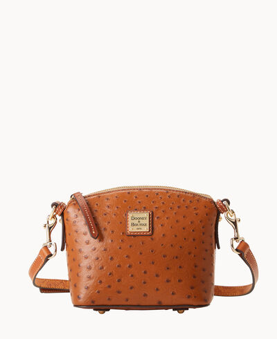 Ostrich Mini Domed Crossbody