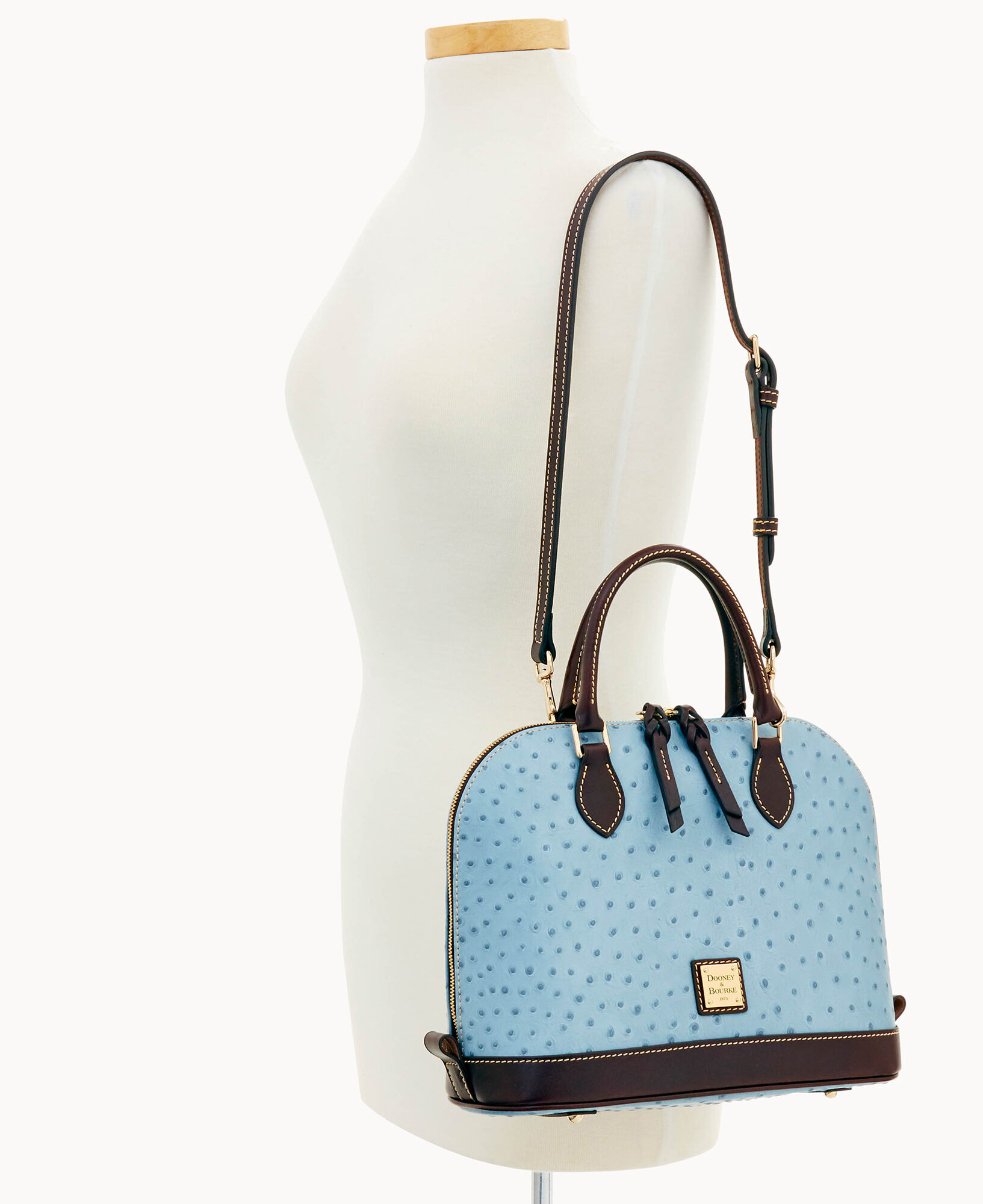 Dooney & bourke ostrich zip zip satchel clearance