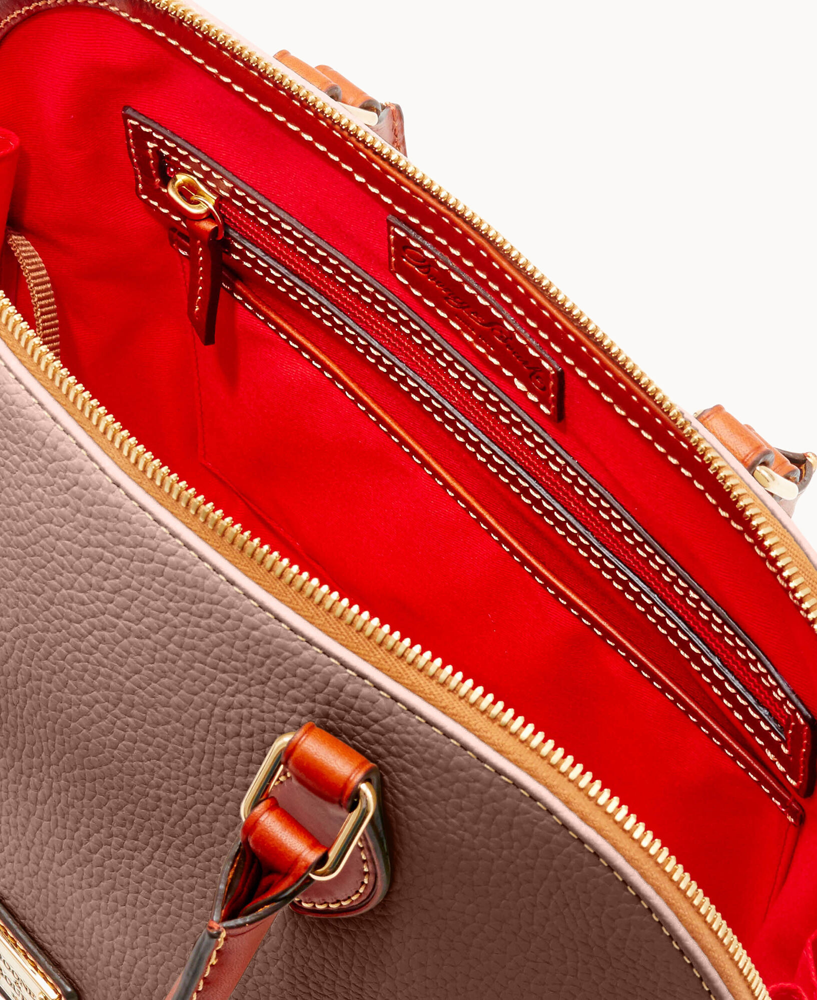 Dooney Bourke Pebble Grain Zip Zip Satchel Red