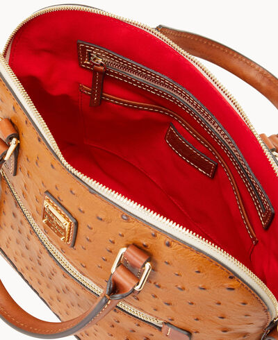 Ostrich Domed Zip Satchel