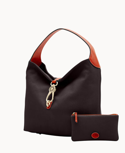 Pebble Grain Logo Lock Shoulder Bag
