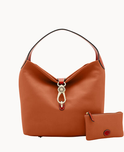 Pebble Grain Logo Lock Shoulder Bag