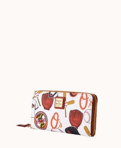 MLB Orioles Large Zip Around Wristlet