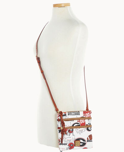 Collegiate University of Georgia North South Triple Zip Crossbody