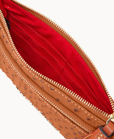 Ostrich Double Zip Wristlet