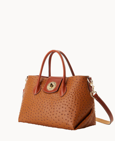 Ostrich Turnlock Handle Tote 30
