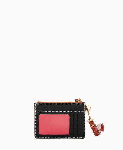 Pebble Grain Top Zip Card Case Wristlet