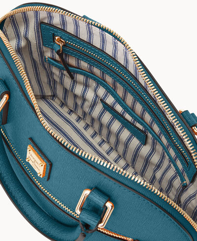Saffiano Small Domed Zip Satchel