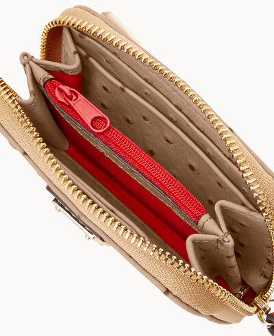 Ostrich Large Zip Around Credit Card Case