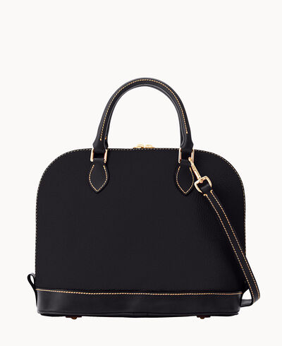 Pebble Grain Zip Zip Satchel