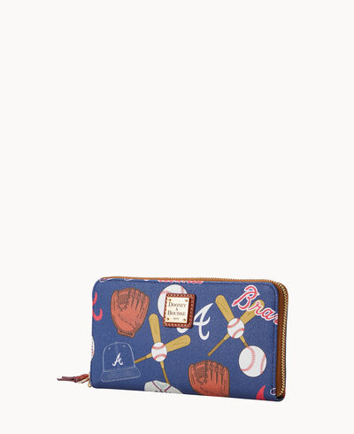 MLB Braves Large Zip Around Wristlet