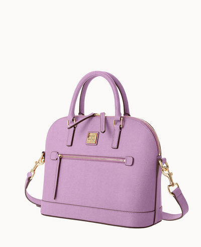 Saffiano Domed Zip Satchel