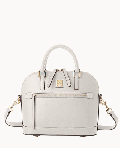 Saffiano Small Domed Zip Satchel