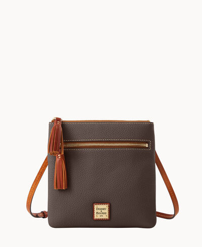 Pebble Grain Double Zip Tassel Crossbody