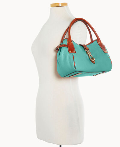 Pebble Grain Small Logo Lock Satchel
