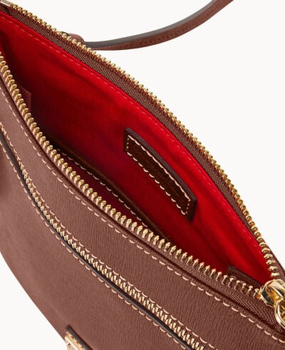 Saffiano Double Zip Tassel Crossbody