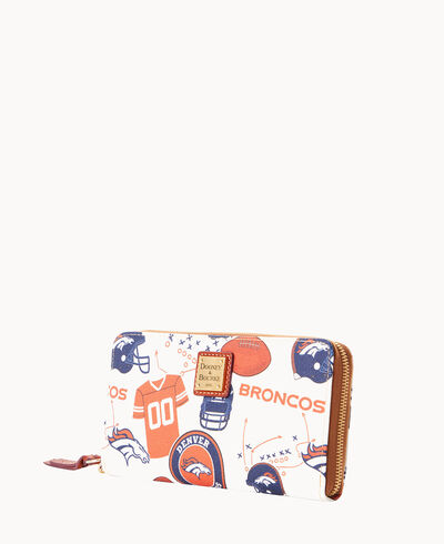 NFL Broncos Large Zip Around Wristlet