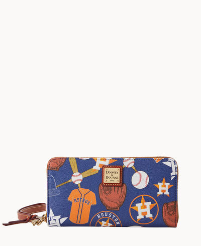 MLB Astros Large Zip Around Wristlet