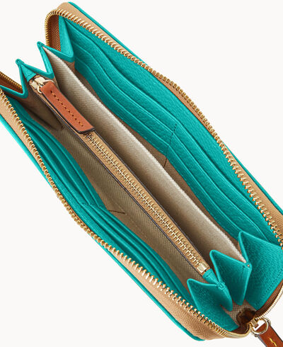 Pebble Grain Large Zip Around Wristlet