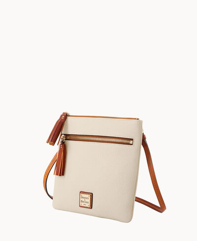 Pebble Grain Double Zip Tassel Crossbody