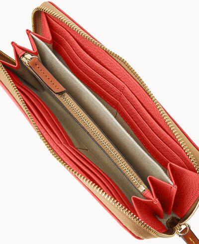 Pebble Grain Large Zip Around Wristlet