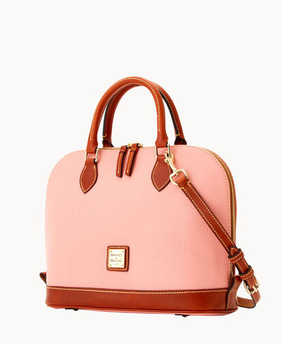 Pebble Grain Zip Zip Satchel