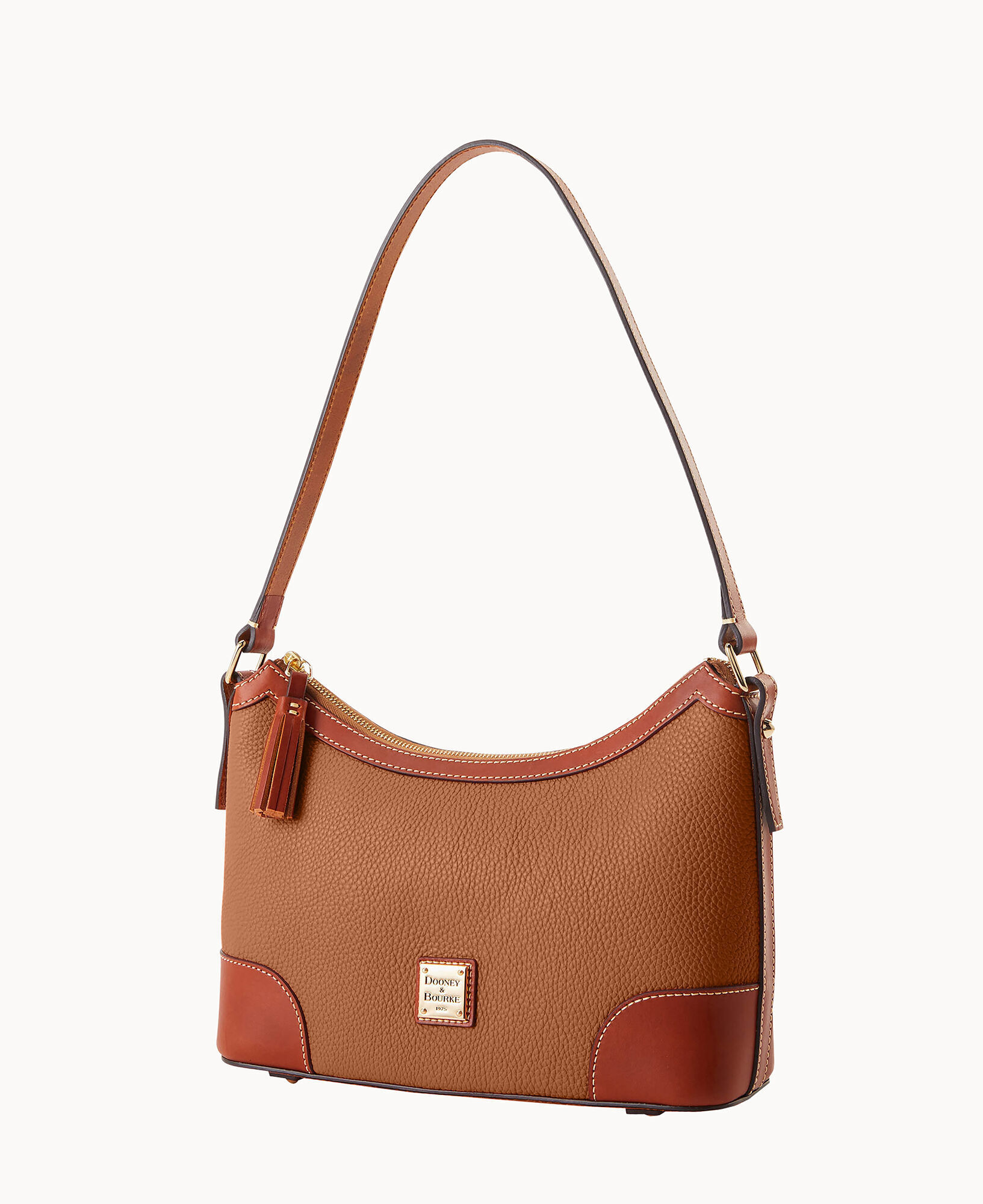 Dooney & Bourke Pebble Leather Large Shoulder Bag ,Caramel