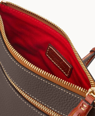 Pebble Grain Double Zip Tassel Crossbody
