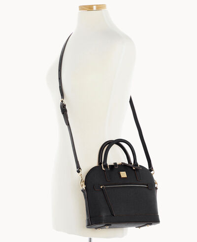 Saffiano Small Domed Zip Satchel