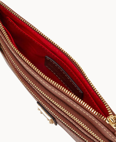 Saffiano Triple Zip Wristlet