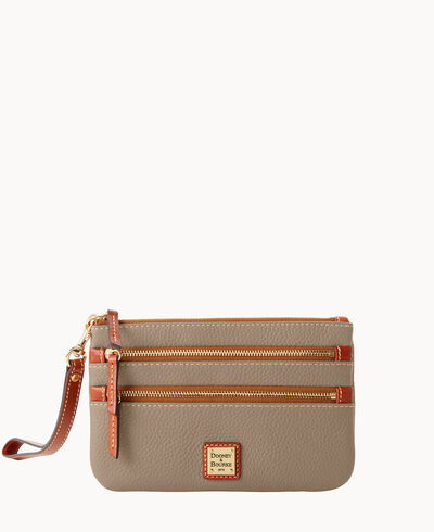 Pebble Grain Triple Zip Wristlet