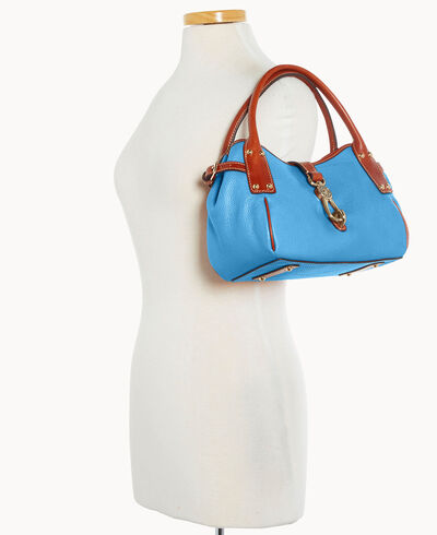 Pebble Grain Small Logo Lock Satchel