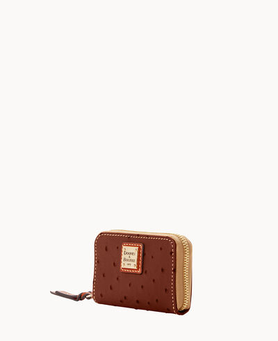 Ostrich Large Zip Around Credit Card Case