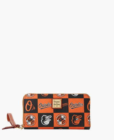 MLB Orioles Large Zip Around Wristlet