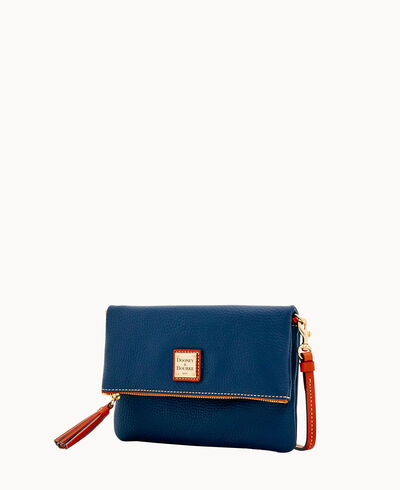 Pebble Grain Foldover Zip Crossbody
