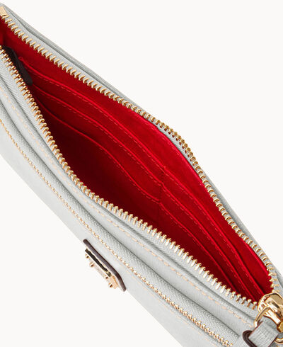 Saffiano Double Zip Wristlet
