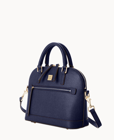 Saffiano Small Domed Zip Satchel