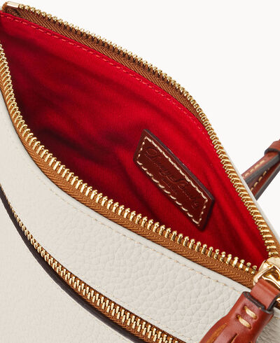 Pebble Grain Double Zip Tassel Crossbody